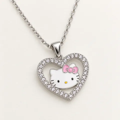 Gümüş Renk Hello Kitty Kolye